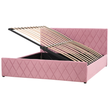 Ottoman Bed ROCHEFORT Velvet Pink 180 x 200 cm (EU Super King)