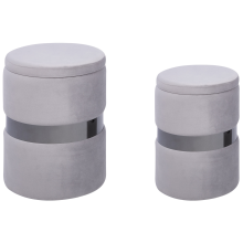Set of 2 Storage Pouffes DORIS Velvet Light Grey