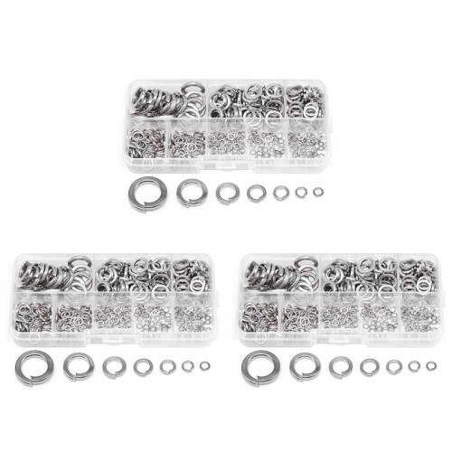 Spring Lock Washer,304 Stainless Steel Spring Lock Washer Assortment Set (1230-Pcs,8-Size) 1