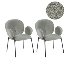 Set of 2 Dining Chairs ELY Boucle Light Green