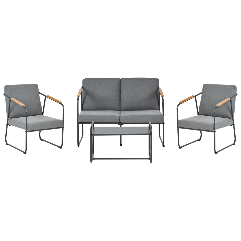 Beliani Garden Lounge Set With Table 4 Seater Vezzana Metal Grey