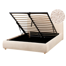 Ottoman Bed BLAGNAC Boucle Light Beige 140 x 200 cm (EU Double)