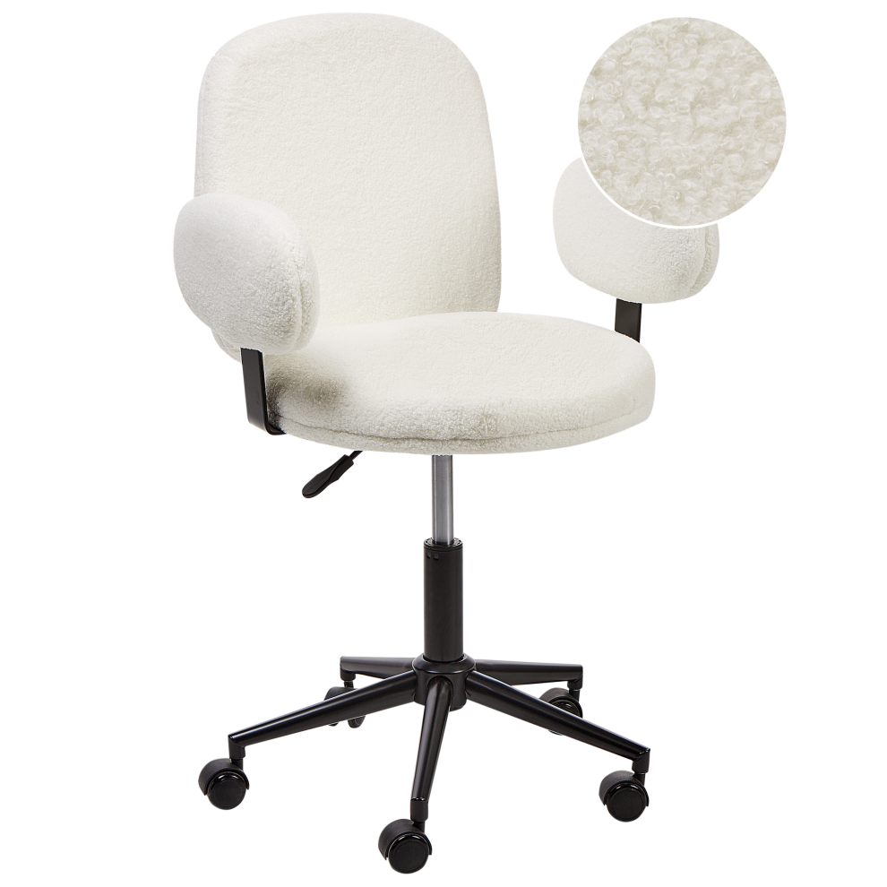 Beliani Desk Chair Moraga Boucle Off-White