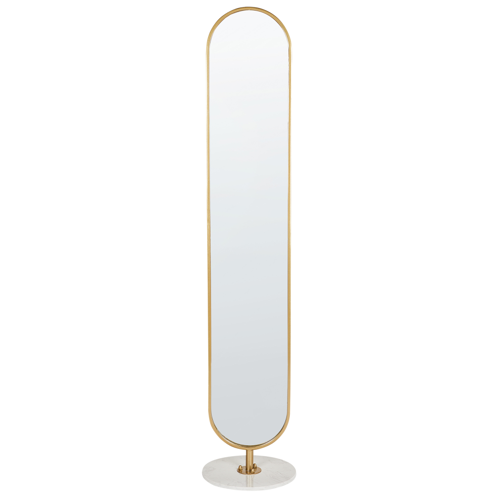 Beliani Coat Stand With Mirror Moody 170 Cm Metal Gold