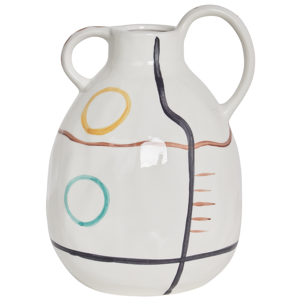 Beliani Flower Vase Dory Stoneware 28 Cm White