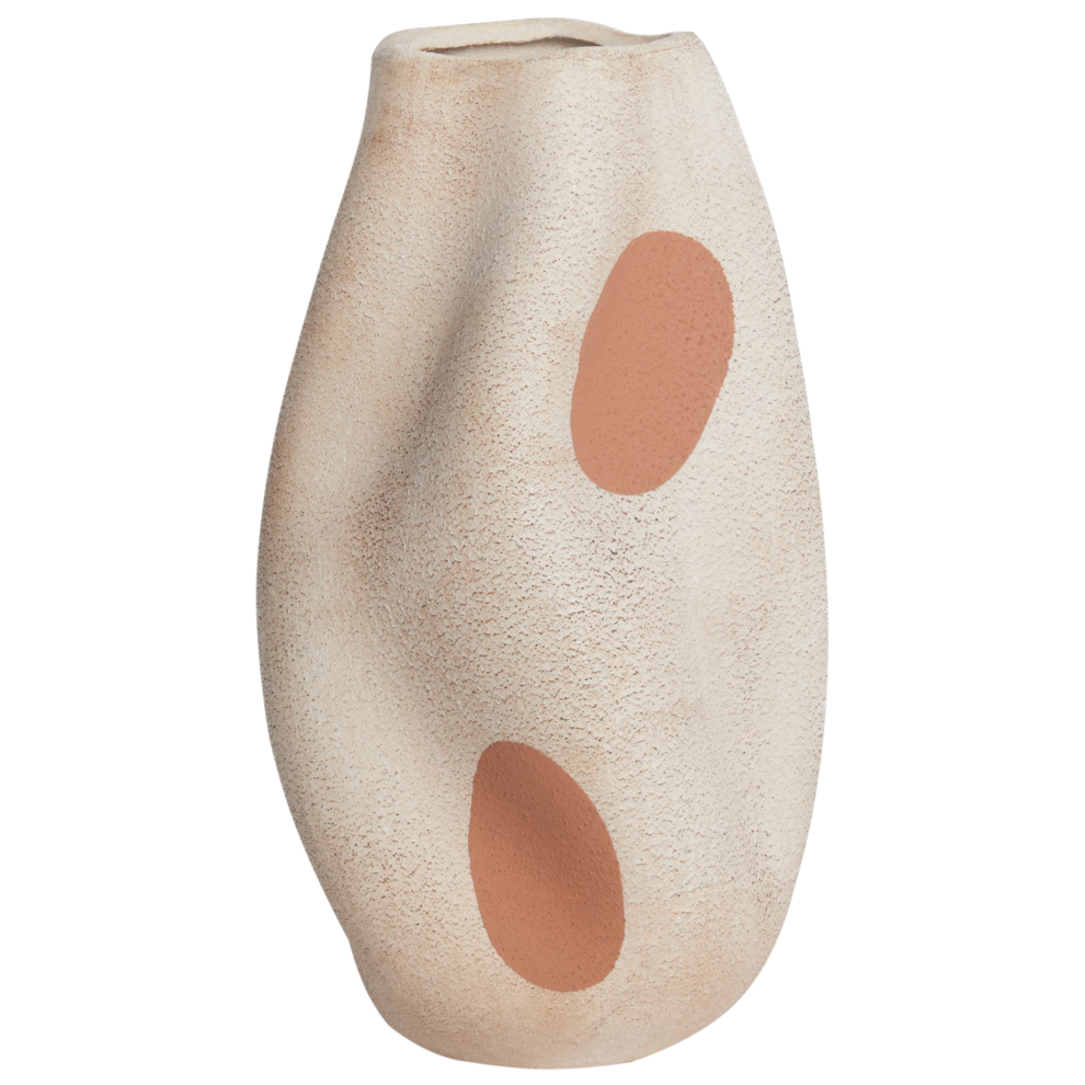 Beliani Flower Vase Batoidea Stoneware 25 Cm Light Beige