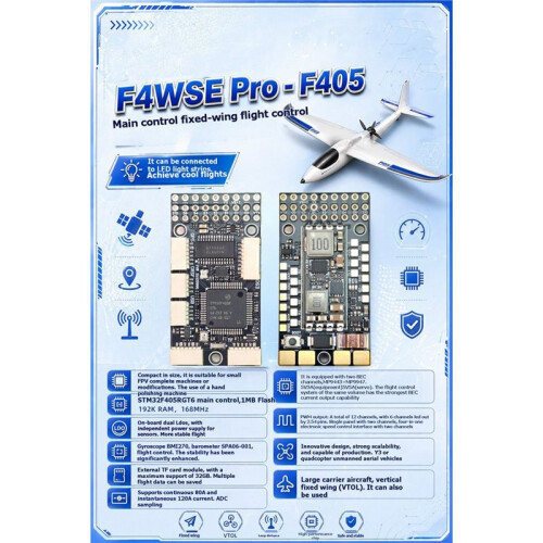 F4WSE Pro F405 Fastvinge Flygkontroller Extern USB/TF Kort Adapterkort Stöder ArduPilot/Betaflight/INAV 1