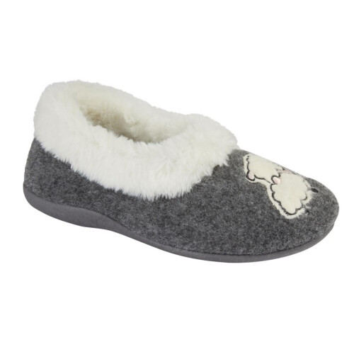 (7 UK, Grey) Sleepers Womens/Ladies Sheep Faux Fur Slippers