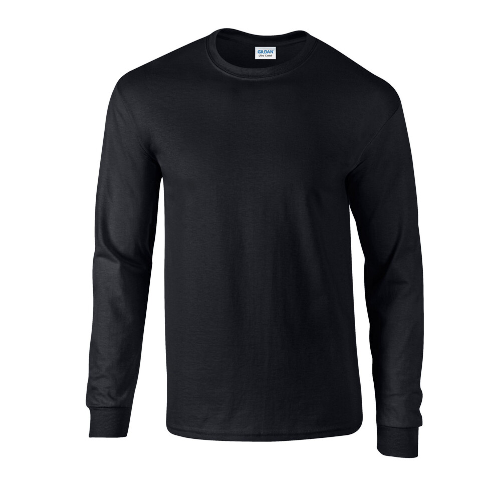 Gildan (Xxl, Black) Unisex Adult Ultra Plain Cotton Long-Sleeved T-Shirt