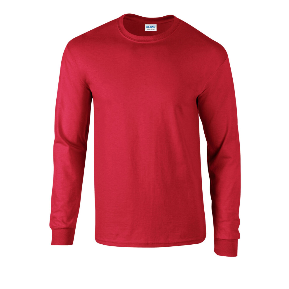 Gildan (L, Red) Unisex Adult Ultra Plain Cotton Long-Sleeved T-Shirt