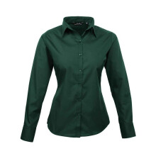 (XL, Bottle Green) Premier Womens/Ladies Poplin Long-Sleeved Blouse