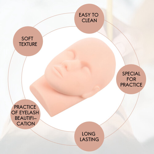 Mannequin Flat  Silicone Practice False Eyelash Extensions Makeup Model Massage Training 2