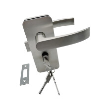 Glass Partition Handle Lock Set, Silver Tone-single door right