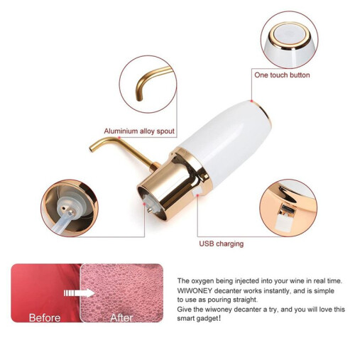 2X Electric Wine Aerator Pourer Automatic  Decanter Dispenser Rechargeable with Micro-USB Cable B 2