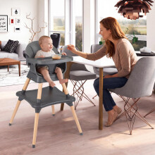 Convertibele kinderstoel 9-in-1, met afneembaar dienblad, donkergrijs