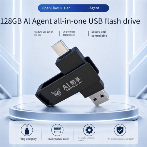 OpenClaw+HermesAgent AI Assistant USB-Flashdrive USB-A + Type-C AI USB-Flashdrive Dual System 128G 1
