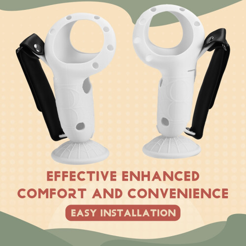 Upright Silicone Grip Controller Case for Meta Quest 3S - Comfortable Convenient Replacement Battery White 2