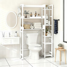 WC feletti tárolópolc, 3 szintes, oldalsó polcokkal