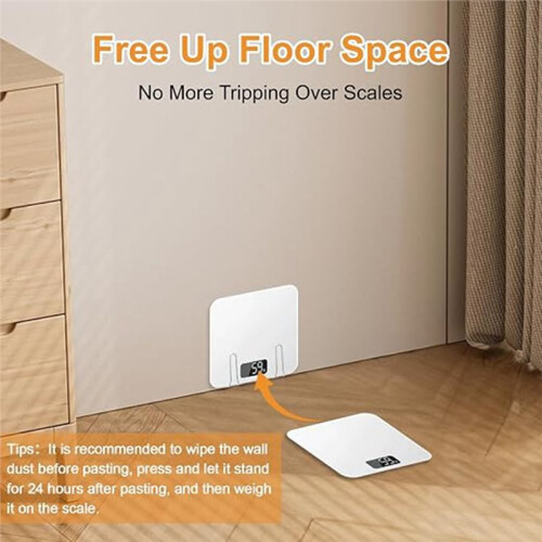 2Pcs Wall Mounted Scale Holder, Self Adhesive Storage Bracket for Bathroom Kitchen Gym Home, Space Saving Organizer 2