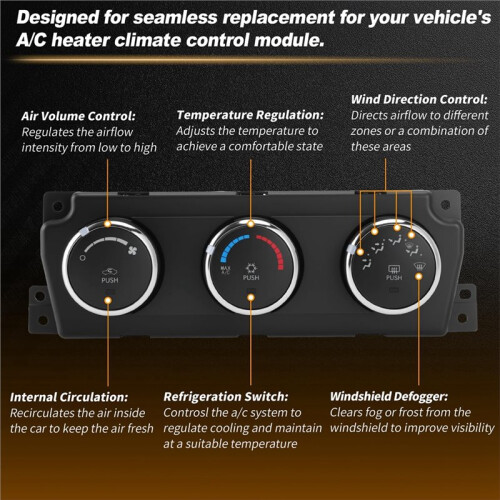 A/C Heater Control Module for  Ram 1500 2500 3500 4500 HVAC Control  Panel 68090626AD 55111290AE 55111290AA 2