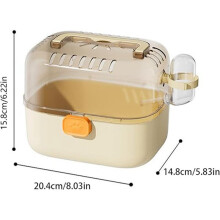 Portable Hamster Carrier Cage Small Animal Travel Cage with Water Bottle Outdoor Pet Carrying Box Yellow