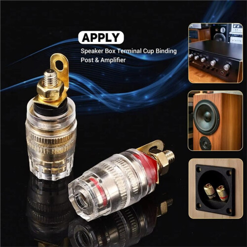 10pcs 4mm Crystal Binding Post Banana Plug Socket Connectors Imitation Gold Plated Audio Post Mounts B 2