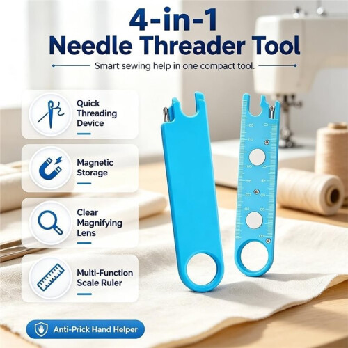 2pcs Automatic Sewing Machine Needle Threader, Quick Threading Device for Sewing Machine, Multifunctional Threading Tool 1