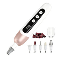 Electric Nail Drill, Rose Gold Manicure Pedicure Kit with 5 Bits, LED Light, 5-Speed, Type-C Rechargeable