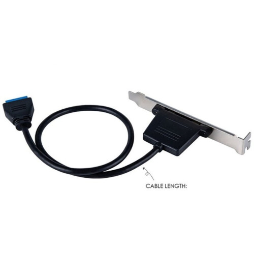 USB 3.0 Front Panel Header 19/20Pin Male to 2 USB C Female Chassis Back Panel Port Extension Cable with Bracket 2