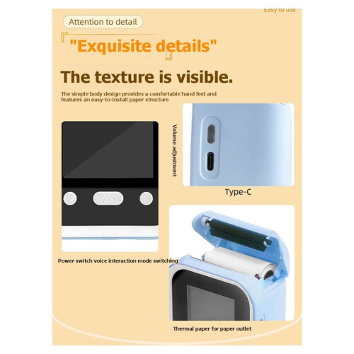 AI Voice-Activated  Thermal Printer, Portable Pocket-Style Children'S Voice-Activated Image Error Correction Printer 1