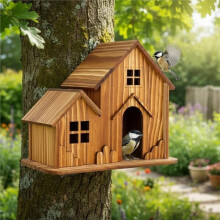 Buiten Vogelhuisje, Houten Vogelhuisje, Ruime Binnenkant, Ideaal voor Blauwe Vogels, Goudvinken en Gele Vinken