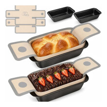 Bread Loaf Pan with Liner Bread Pans with Bread Sling Liners,Even Heat Distribution Bakeware for Meatloaf Lasagna Cake