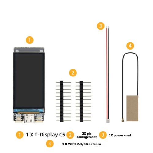 T-Display C5 ESP32-C5 Development Board WiFi 6 BLE 5 IoT Display Module 1.9 Inch IPS LCD 16MB Flash 8MB PSRAM 1