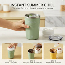 Selbstrührende Tasse + Eiswürfelschale 12oz USB-C Wiederaufladbare Magnetische Kaffeemischbecher für Eiskaffee Tee Protein B
