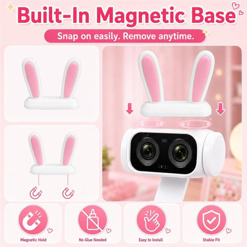 Magnetic Bunny Ears Decor for   Ultra, Vlog Camera Cute Ornament A 2