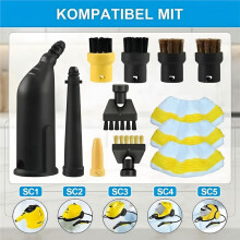 Accessoire de Nettoyeur à Vapeur 12 Pièce pour SC1, SC2, SC3, SC4, SC5 Brosse Ronde de Remplacement, Buses de Brosse Plate, Chiffon