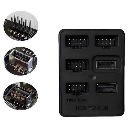 Multi Port Interne USB Hub - 5 Interne USB 2.0 Poorten - Moederbord USB Splitter 9Pin USB 2.0 Header Splitter 2