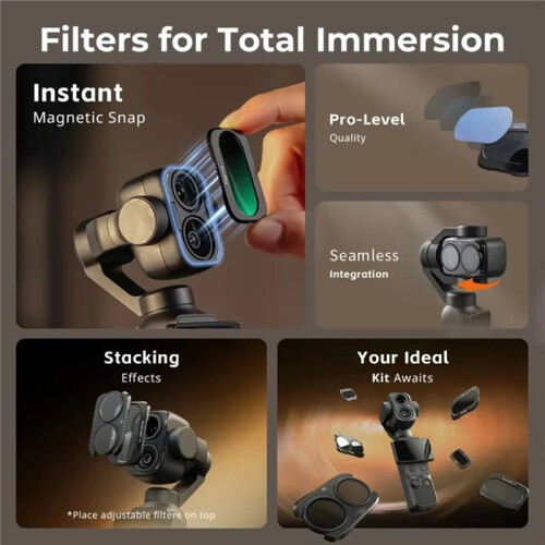 Split Filter Kit 6658 ND16 ND64 ND256 CPL 1/4 Black Diffusion Lens Filters for  Osmo Pocket 4P 6658 Stackable