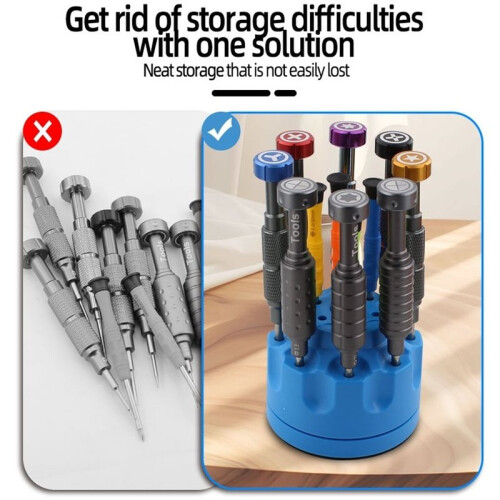 360 Rotating Multi-Functional Maintenance Tool Storage Rack with Magnet and Multi-Hole Slots