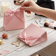 StoBag 20pcs Paper Candy Box Gift with Ribbon Blank Small Packaging for Cookies Chocolate Storage Black