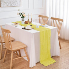 Ensemble de 12 Chemins de Table Jaune Clair 17x108 Pouces Chemin de Table en Gaze Jaune Clair pour Mariage, Fête D'Anniversaire, Bébé