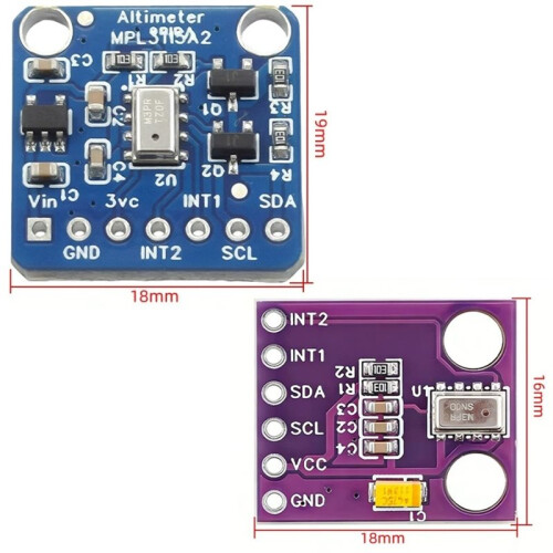 MPL3115A2 Trycksensor Modul - Atmosfärstryck, Höjd och Temperatur Sensor Modul - Lila Kort