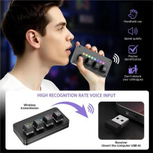 4-Key Customize Wireless Voice Input Keyboard Macro Knob Copy Paste Shortcut Key Keyboard Vibecoding Keyboard Black