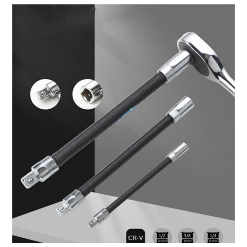 4-Piece Flexible Socket Extension Bar Set for 1/2" 1/4" 3/8" Drive - Drive Socket Set Versatile Tool