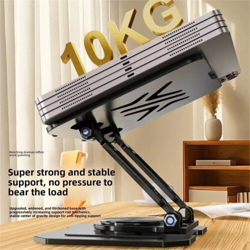 360 Rotation Tablet Stand for Tablet Computer, Adjustable Foldable Tablet Holder,Aluminum Phone Stand White 2