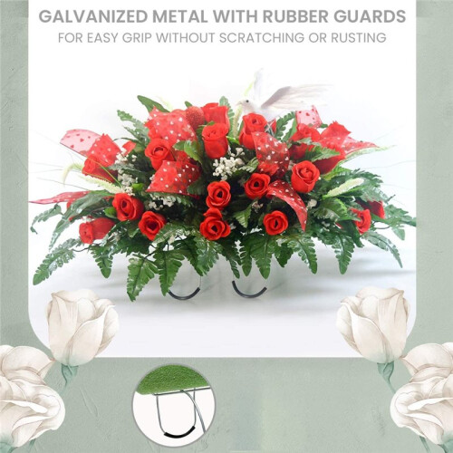 2 Pack Wire Headstone Saddle with Foam Attached Rustproof Galvanized Cemetery Gravestone Saddle 2