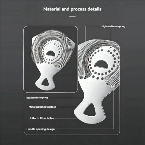 2 PCS Stainless Steel Cocktail Strainer - Bar Shaker Wire Mixed Ice Strainer Bartender Tools & Accessories 2