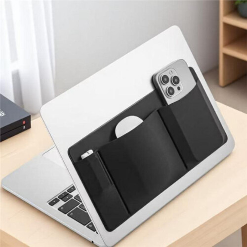 Self-Adhesive Cloth Storage Bag for Mouse, Notebook, Data Cable, and Hard Disk Computer Accessories Black 2