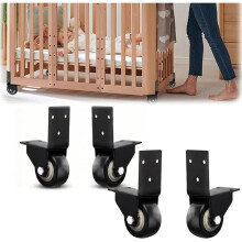 4pack Side Mount Casters 2 Inch Directional Castor Wheel with L Mounting Plate Silent Fixed for Bed Cabinet Plant Stand