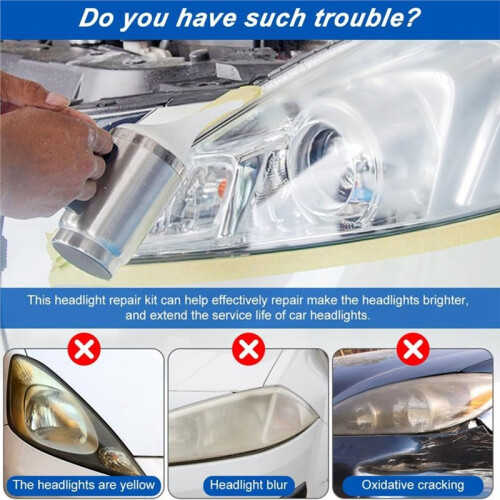 Car Headlight Restoration Kit, Auto Headlight Lens Polish Repair Kit Atomizing Cup Headlight Renovation Tool EU Plug